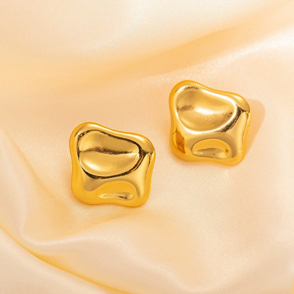 Wholesale Light Luxury High End Asymmetrical Titanium Steel Earrings For Women With Geometric Design And Electroplating Treatment