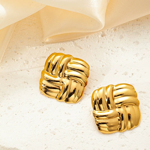 Wholesale Light Luxury High End Asymmetrical Titanium Steel Earrings For Women With Geometric Design And Electroplating Treatment