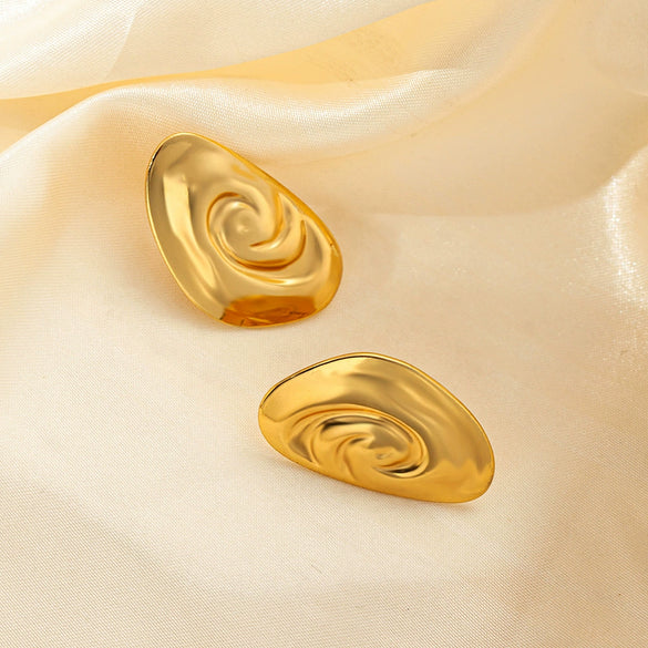 Wholesale Light Luxury High End Asymmetrical Titanium Steel Earrings For Women With Geometric Design And Electroplating Treatment
