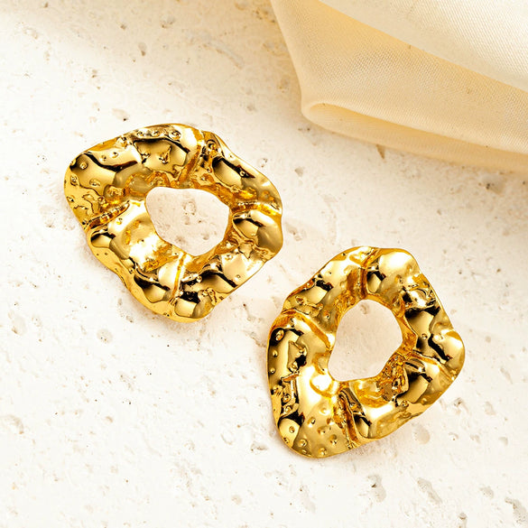 Wholesale Light Luxury High End Asymmetrical Titanium Steel Earrings For Women With Geometric Design And Electroplating Treatment