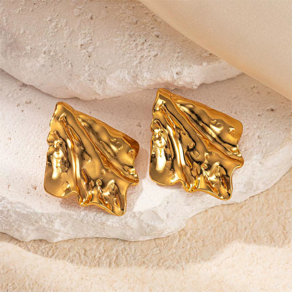 Wholesale Light Luxury High End Asymmetrical Titanium Steel Earrings For Women With Geometric Design And Electroplating Treatment