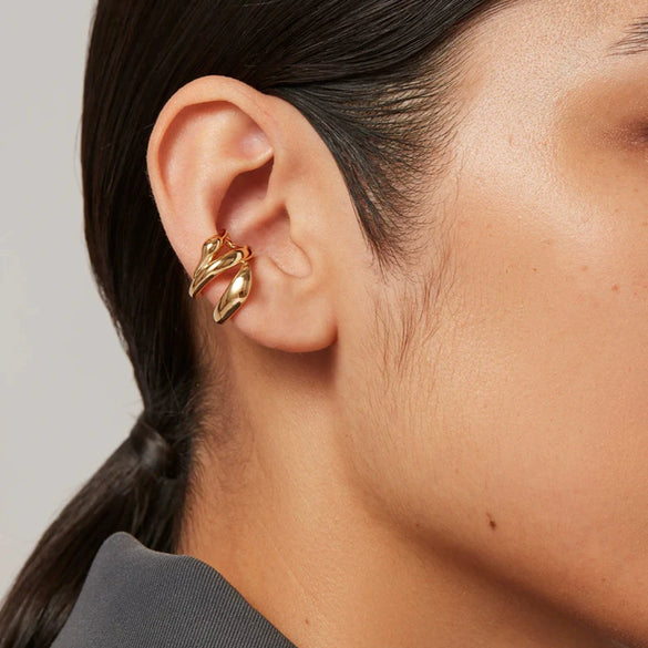 Wholesale Light Luxury High End Non Hole Ear Clip Earrings In Geometric Style Made Of Titanium Steel And Stainless Steel With Electroplating Treatment