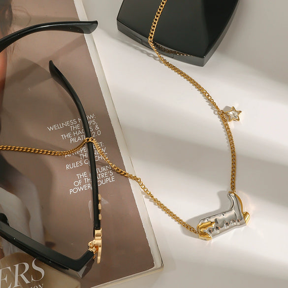Wholesale Light Luxury High End Titanium Steel And Stainless Steel Necklace With Geometric Design And Electroplating For Women