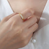 Wholesale Light Luxury High Grade White Sea Shell Ring For Women Titanium Steel With 18K Gold Electroplating And Geometric Design