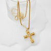 Wholesale Light Luxury High Three Dimensional Cross Pendant Necklace With Double Sided Effect Stainless Steel Pearl Chain Hip Hop Style Electroplating