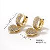 Wholesale Light Luxury Highend Copper Inlaid Zircon Heartshaped Electroplated Women's Earrings