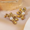 Wholesale Light Luxury Highend Flower Geometric Design Earrings Titanium Steel Jewelry Electroplating