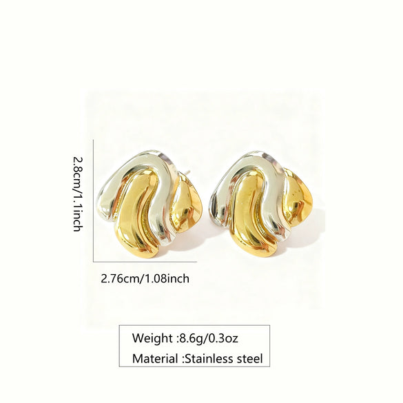 Wholesale Light Luxury Highend Geometric Electroplated Stainless Steel Irregular Earrings For Women