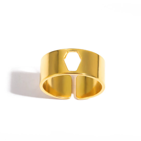 Wholesale Light Luxury Highend Stainless Steel Open Ring With Bow Pattern And Electroplating Retro Hiphop Style