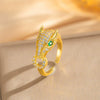 Wholesale Light Luxury Hiphop Leopard Geometric Animal Zodiac Gold Plated Copper Ring For Women