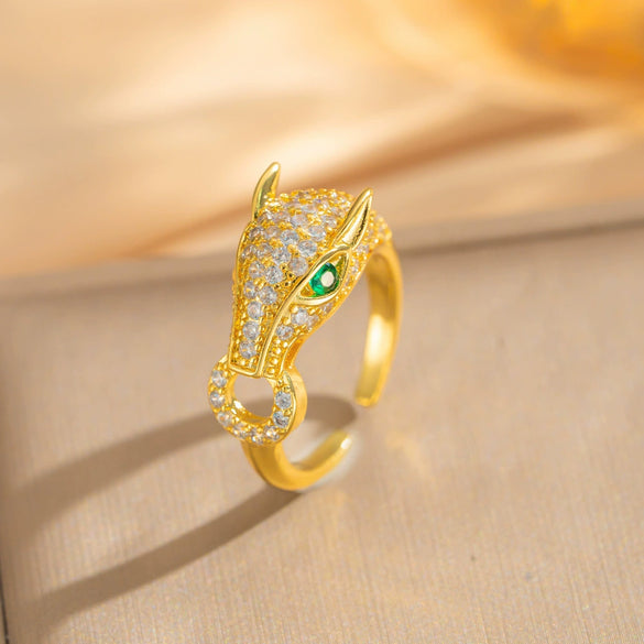 Wholesale Light Luxury Hiphop Leopard Geometric Animal Zodiac Gold Plated Copper Ring For Women