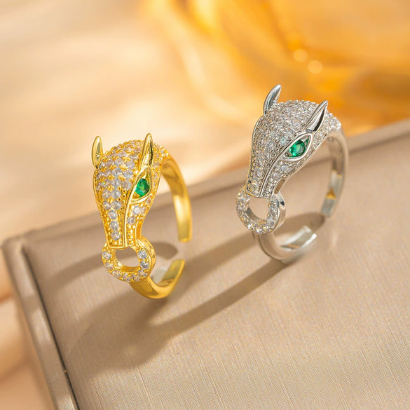 Wholesale Light Luxury Hiphop Leopard Geometric Animal Zodiac Gold Plated Copper Ring For Women