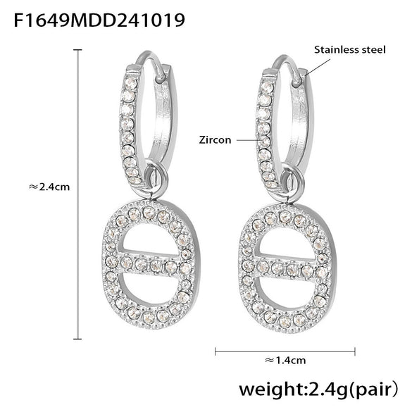 Wholesale Light Luxury Hollow Love Inlaid Zircon Gymbos Earrings For Women Stainless Steel Electroplated Geometric Heart Shape Accessories