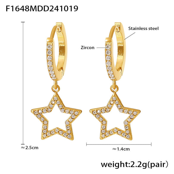 Wholesale Light Luxury Hollow Love Inlaid Zircon Gymbos Earrings For Women Stainless Steel Electroplated Geometric Heart Shape Accessories