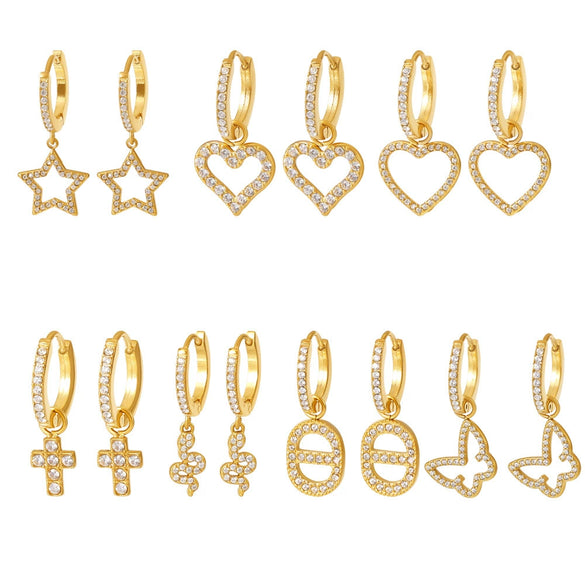 Wholesale Light Luxury Hollow Love Inlaid Zircon Gymbos Earrings For Women Stainless Steel Electroplated Geometric Heart Shape Accessories