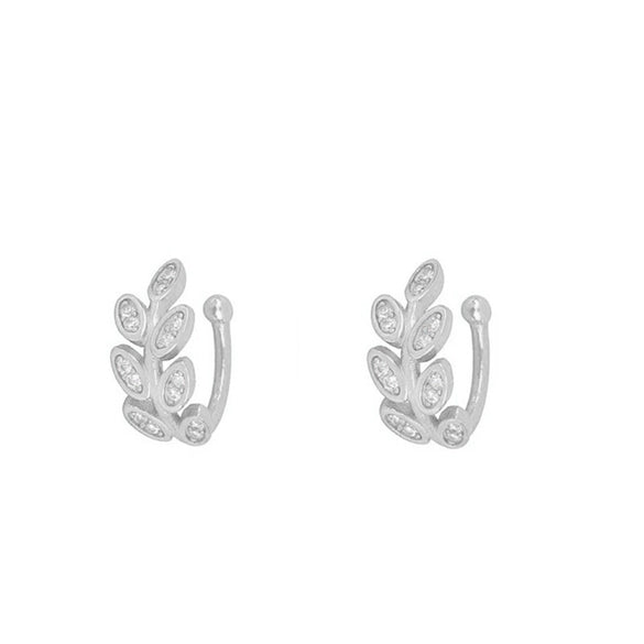 Wholesale Light Luxury Hollow Microinlaid Zircon Leaf Earrings Copper Niche Geometric