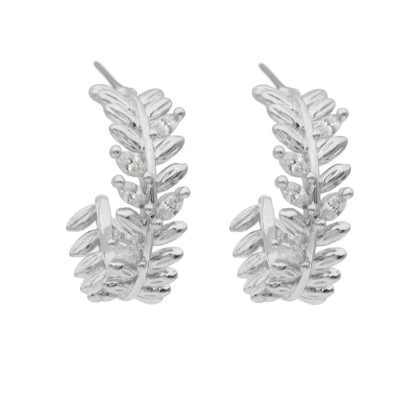 Wholesale Light Luxury Hollow Microinlaid Zircon Leaf Earrings Copper Niche Geometric
