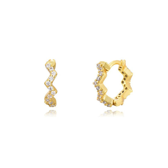 Wholesale Light Luxury Hollow Microinlaid Zircon Leaf Earrings Copper Niche Geometric