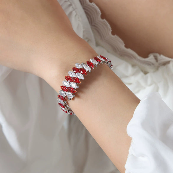 Wholesale Light Luxury Inlaid Color Zircon 316L Stainless Steel Bracelet Jewelry With Geometric Design For Women