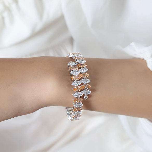 Wholesale Light Luxury Inlaid Color Zircon 316L Stainless Steel Bracelet Jewelry With Geometric Design For Women