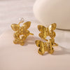 Wholesale Light Luxury Inlaid Pearl Butterfly Ring For Ladies Stainless Steel Ins Style 18K Furnace Vacuum Plated With Bow And Insect Patterns