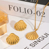 Wholesale Light Luxury Ins Style Beach Shell Stainless Steel Jewelry Set With Pendant Necklace And Earrings Pvd Furnace Vacuum Real Gold Plated