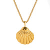 Wholesale Light Luxury Ins Style Beach Shell Stainless Steel Jewelry Set With Pendant Necklace And Earrings Pvd Furnace Vacuum Real Gold Plated