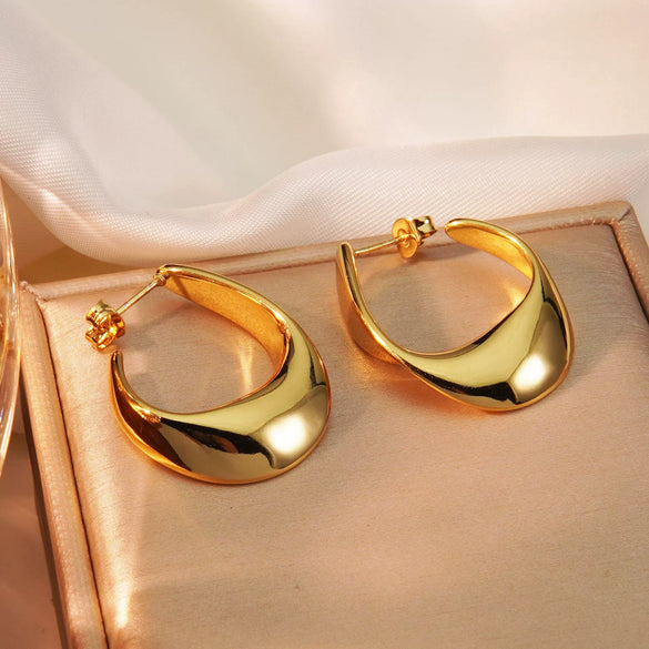 Wholesale Light Luxury Irregular Geometric Stainless Steel 18K Gold Plated Earrings For Women