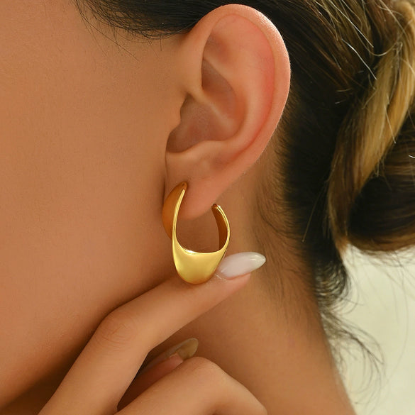 Wholesale Light Luxury Irregular Geometric Stainless Steel 18K Gold Plated Earrings For Women