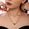Wholesale Light Luxury Jewelry Set With Horseshoe Buckle And Diamond Stainless Steel And Black Onyx 18K Gold Plated