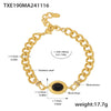 Wholesale Light Luxury Jewelry Set With Horseshoe Buckle And Diamond Stainless Steel And Black Onyx 18K Gold Plated