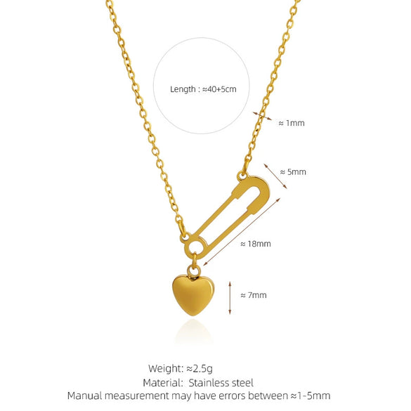 Wholesale Light Luxury Jewelry Titanium Steel Heart Shape Geometric Pendant O Chain Necklace Electroplated For Women