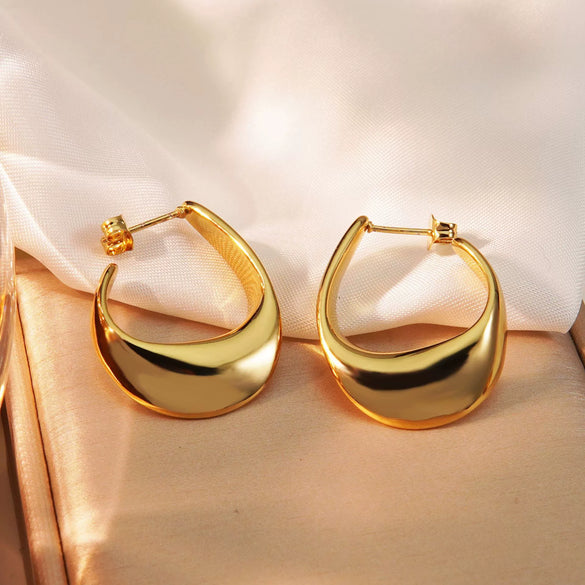 Wholesale Light Luxury 18K Gold Plated Geometric Stainless Steel Earrings For Women