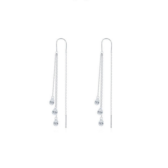 Wholesale Light Luxury Long Tassel Water Drop Shaped Simulation Diamond Earrings For Women S925 Sterling Silver Inlaid With Zircon