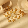 Wholesale Light Luxury Marine Series Stainless Steel Shell Earrings With 18K Gold Starfish Design Electroplated For Women