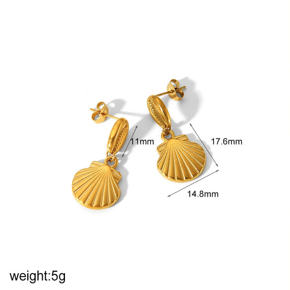 Wholesale Light Luxury Marine Series Stainless Steel Shell Earrings With 18K Gold Starfish Design Electroplated For Women