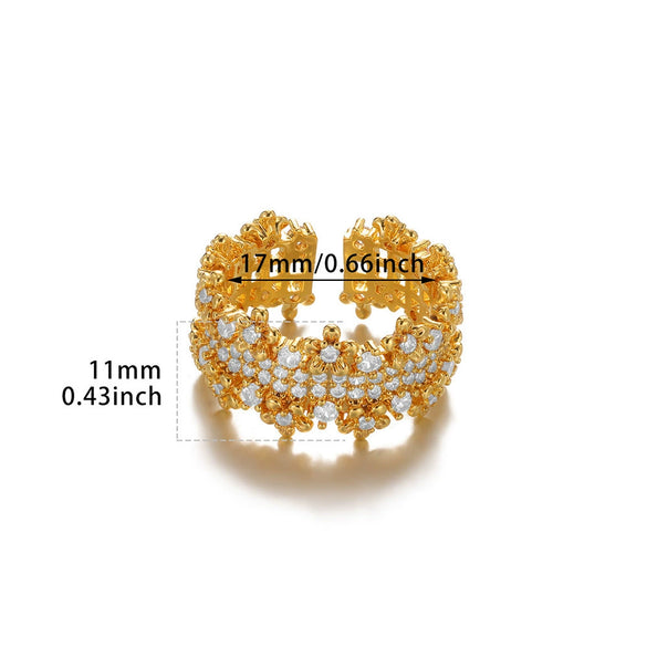 Wholesale Light Luxury Microinlaid Zircon Open Ring Copper Electroplated Love Devil's Eye Bow Tie Diamond U Shape Unisex Jewelry