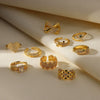Wholesale Light Luxury Microinlaid Zircon Open Ring Copper Electroplated Love Devil's Eye Bow Tie Diamond U Shape Unisex Jewelry