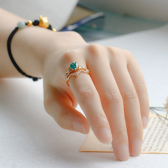 Wholesale Light Luxury Minimalist Geometric 925 Silver 14K Gold Plated Women's Ring Set