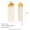 Wholesale Light Luxury Minimalist Geometric Stainless Steel Electroplated 18K Gold Imitation Pearl Chain Tassel Shell Women's Earrings