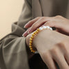 Wholesale Light Luxury Natural Handmade Geometric 316L Stainless Steel Goldplated Freshwater Pearl Bracelet Jewelry For Women