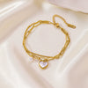 Wholesale Light Luxury Natural Heart Geometric Electroplated Titanium Steel Women's Bracelet