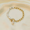 Wholesale Light Luxury Natural Heart Geometric Electroplated Titanium Steel Women's Bracelet