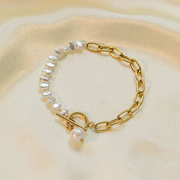Wholesale Light Luxury Natural Heart Geometric Electroplated Titanium Steel Women's Bracelet
