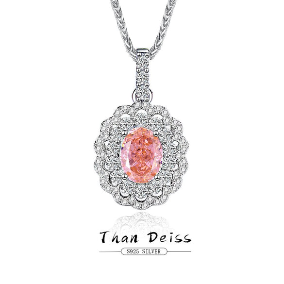 Wholesale Light Luxury Necklace 925 Silver Geometric Oval Pendant With Diamond Design
