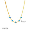 Wholesale Light Luxury Niche Gold Plated Blue Diamond Water Drop Titanium Steel Clavicle Chain Necklace With Electroplating And Geometric Design
