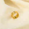 Wholesale Light Luxury Niche Simple Design Nonfading Unisex Ring In Stainless Steel With Wave Pattern And Vacuum Real Gold Pvd Treatment