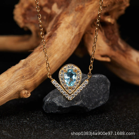 Wholesale Light Luxury Niche Style Vshaped Geometric Silver 925 Sterling Silver Plated 18K Gold Ring Set With Gems Jewelry Accessories