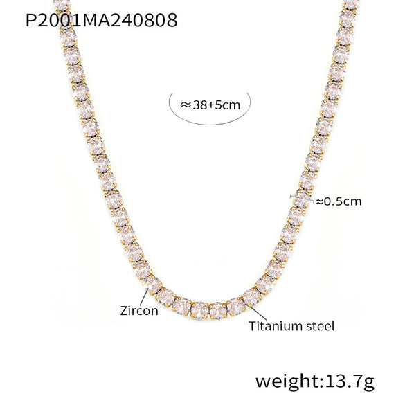 Wholesale Light Luxury Niche Titanium Steel Zircon Necklace With Geometric Pattern And Gold Plated Treatment For Women