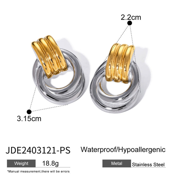 Wholesale Light Luxury Niche Women's Titanium Non Fading Stainless Steel Jewelry Set With Electroplating Earrings Bracelet And Ring